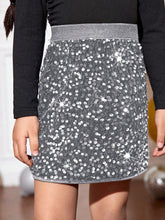 Young Girl Slayr Young Girl Bead Decorated Flared Half-Slip Skirt, Suitable For Holiday Party, Outing